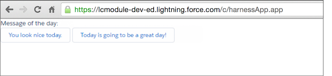Meldung des Tages: Schaltfläche 'You look nice today', Schaltfläche 'Today is going to be a great day'