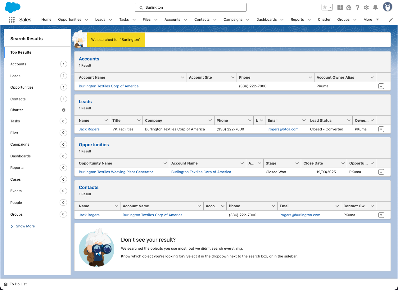Complete search window.