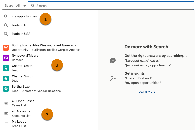 Smart search options.