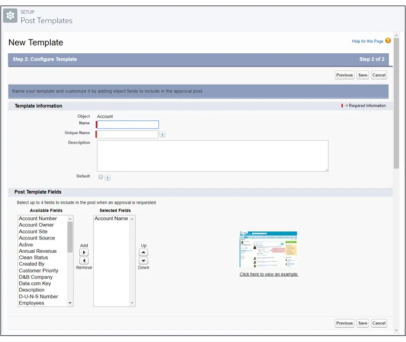 Approval post template configuration