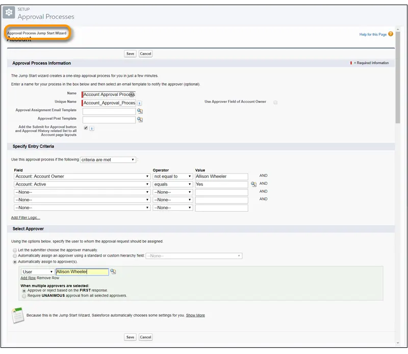 Assistant de démarrage rapide d'approbation