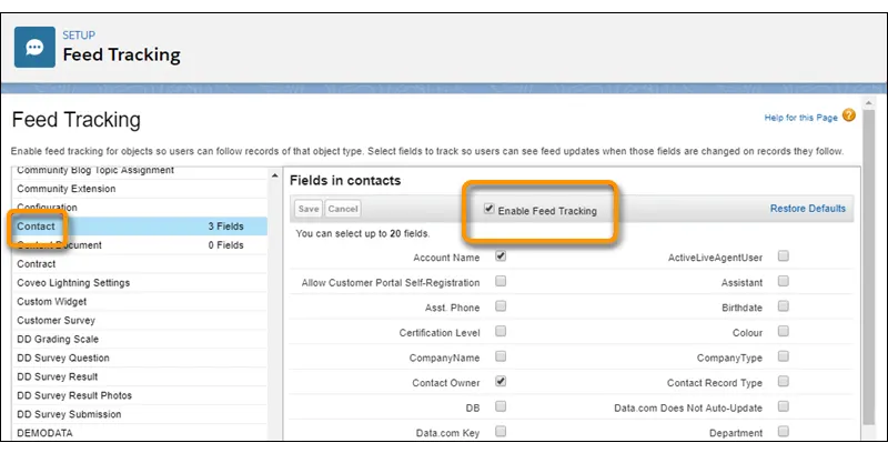 Chatter feed tracking