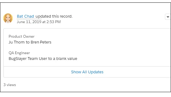 Example of bundling feed tracked changes