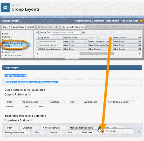 The Group Layouts page in Setup