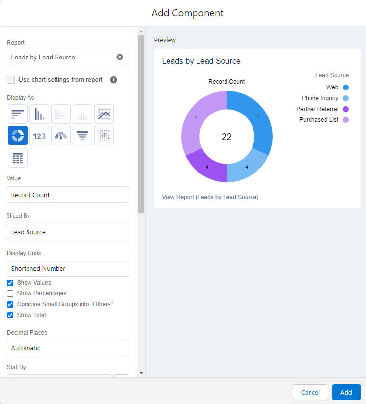 Adding a dashboard component