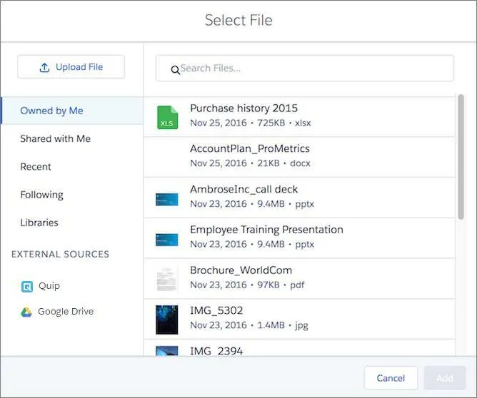 Selector de Salesforce Files