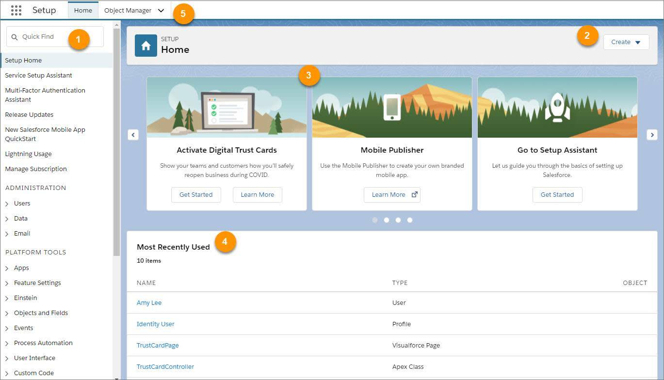 Página de inicio de Configuración de Lightning Experience