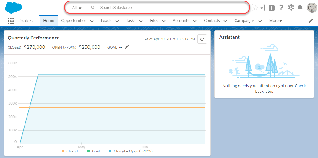 Case de recherche dans Lightning