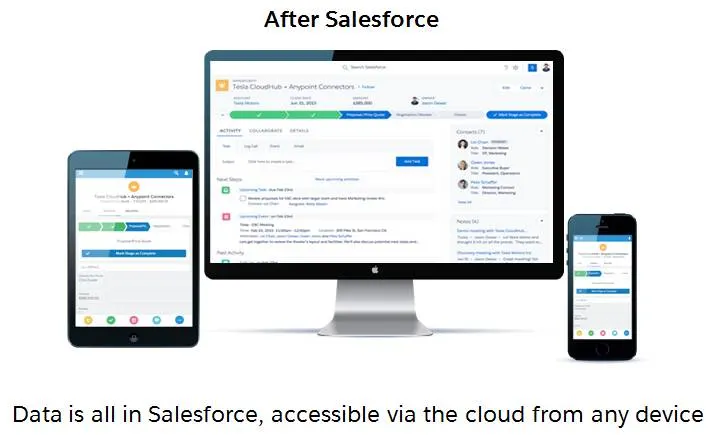 From any device, access data in Salesforce.