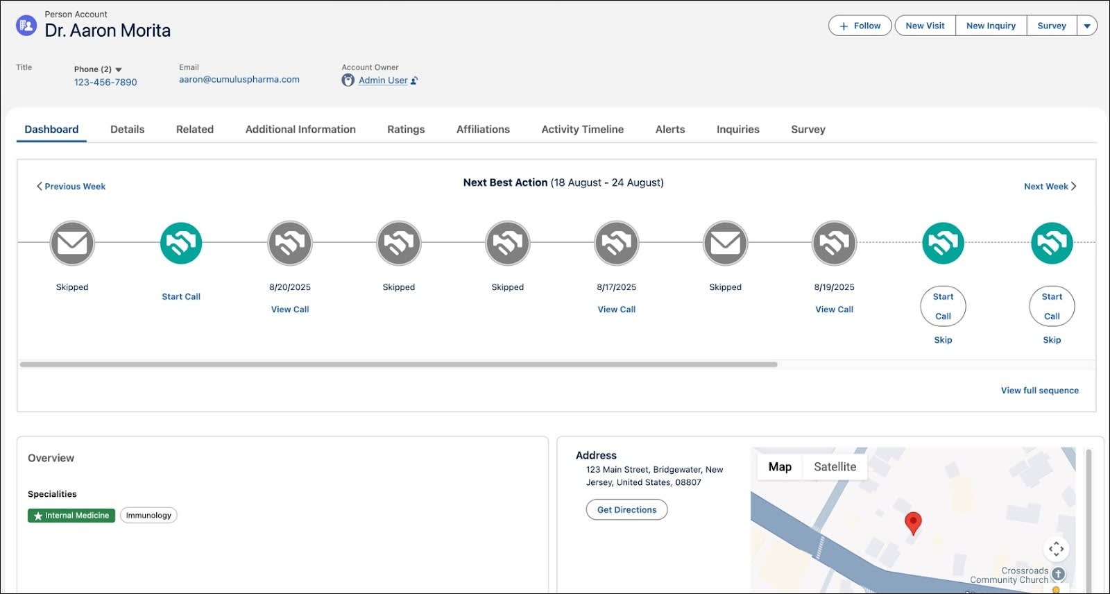 The Dashboard tab of Aaron Morita’s account.