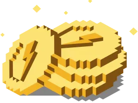 Tokens in the form of gold coins with a lightning bolt