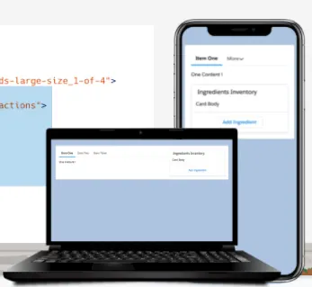 Computer and mobile device showing the interactive interface elements rendered to fit different screen sizes and layouts.