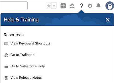 The Help Menu in Lightning Experience