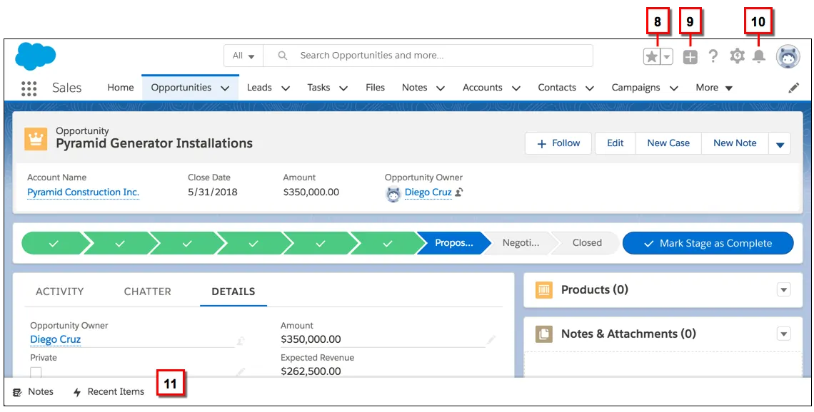 Recursos disponíveis somente no Lightning Experience