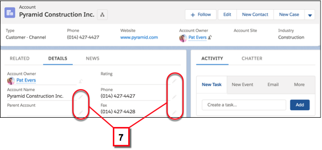 Edit individual fields on a record using the inline edit icon