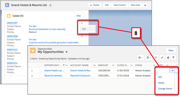 Edit records from list views or related lists