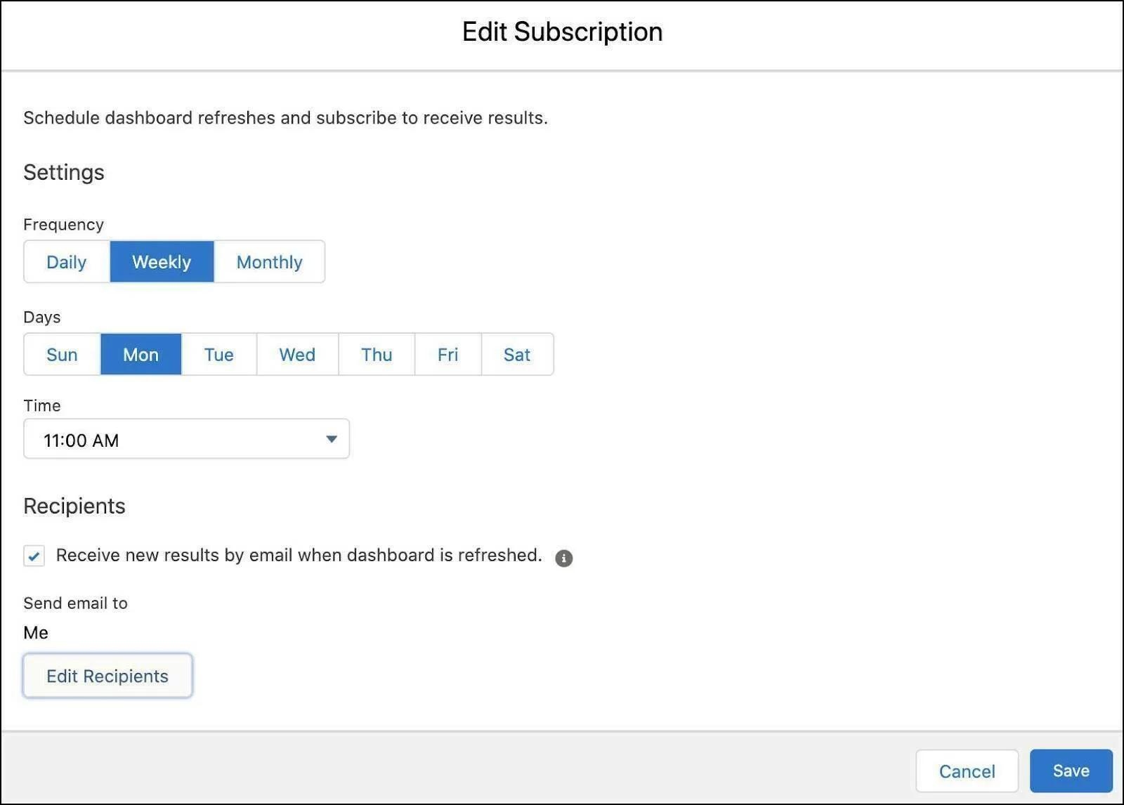 Edit Subscription window.