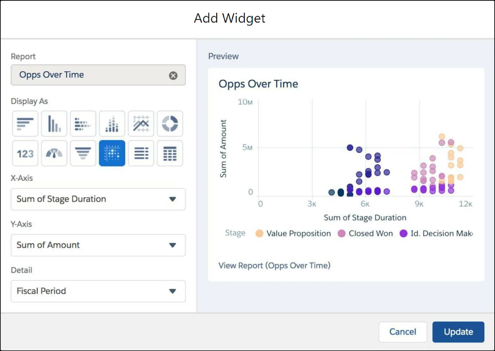 Add Widget window showing properties and widget preview.