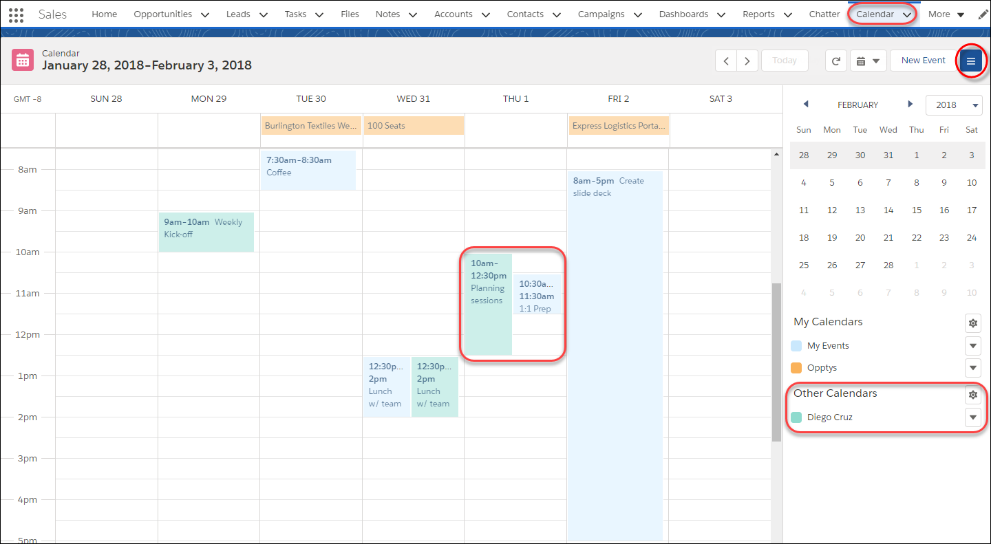 Su calendario en Lightning Experience