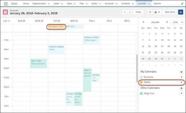 Visualize Salesforce data -- in this case, opportunities -- in a calendar