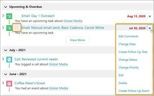 Manage Tasks, Events, Email Overview