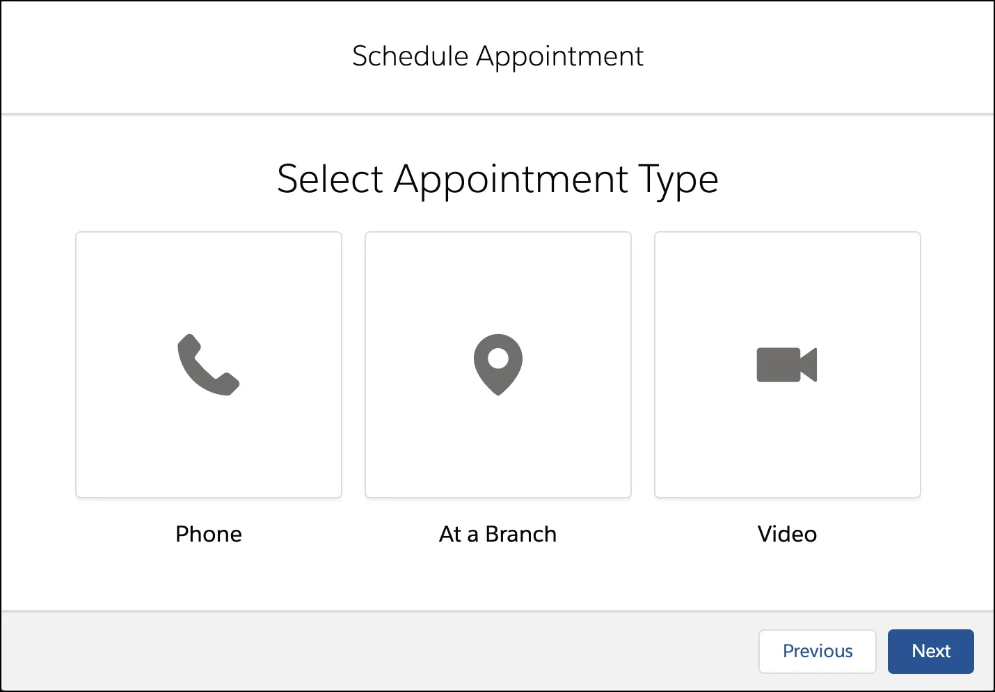 The Select Appointment Type window showing the appointment types available.