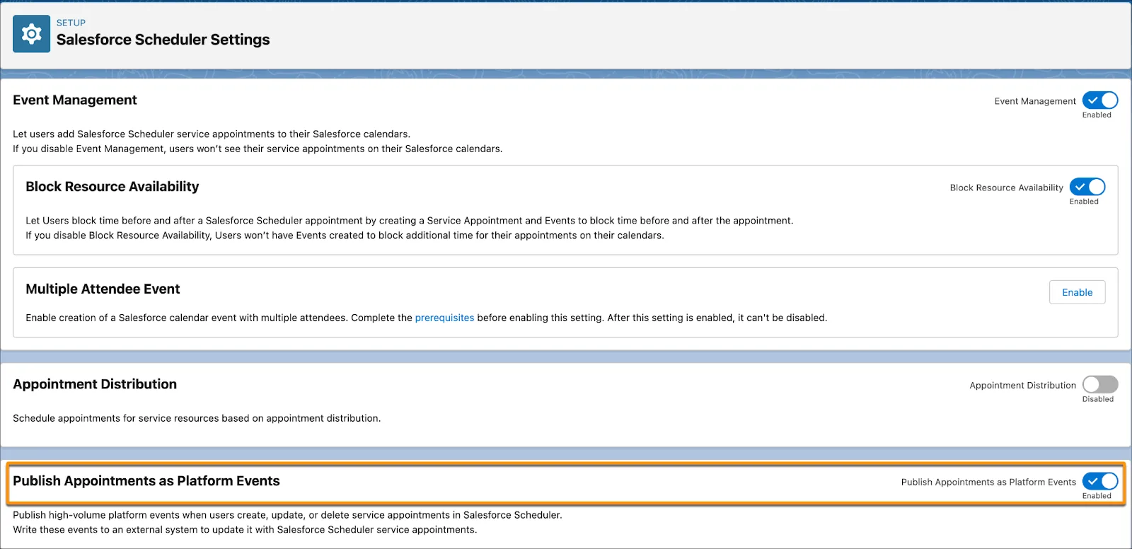 The Salesforce Scheduler Settings page.