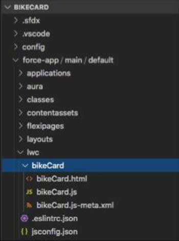 Struttura del file del componente bikeCard.