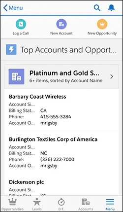 Inicio de la aplicación en un teléfono
