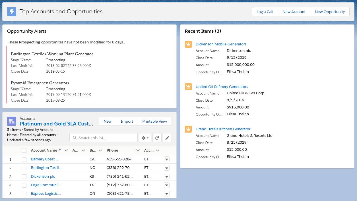 standard components in lightning app builder