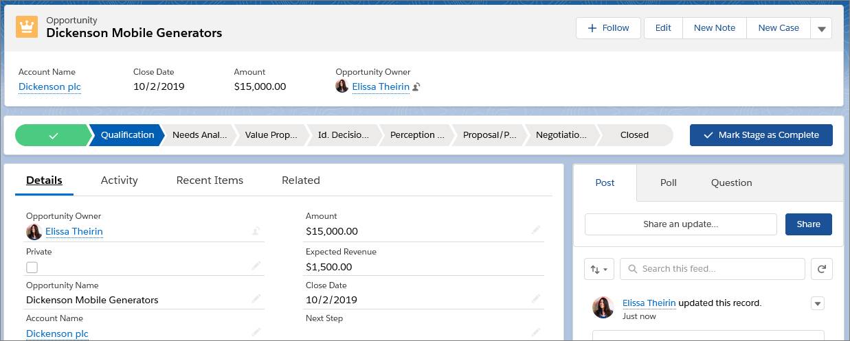 Build a Custom Record Page for Lightning Experience and the Salesforce