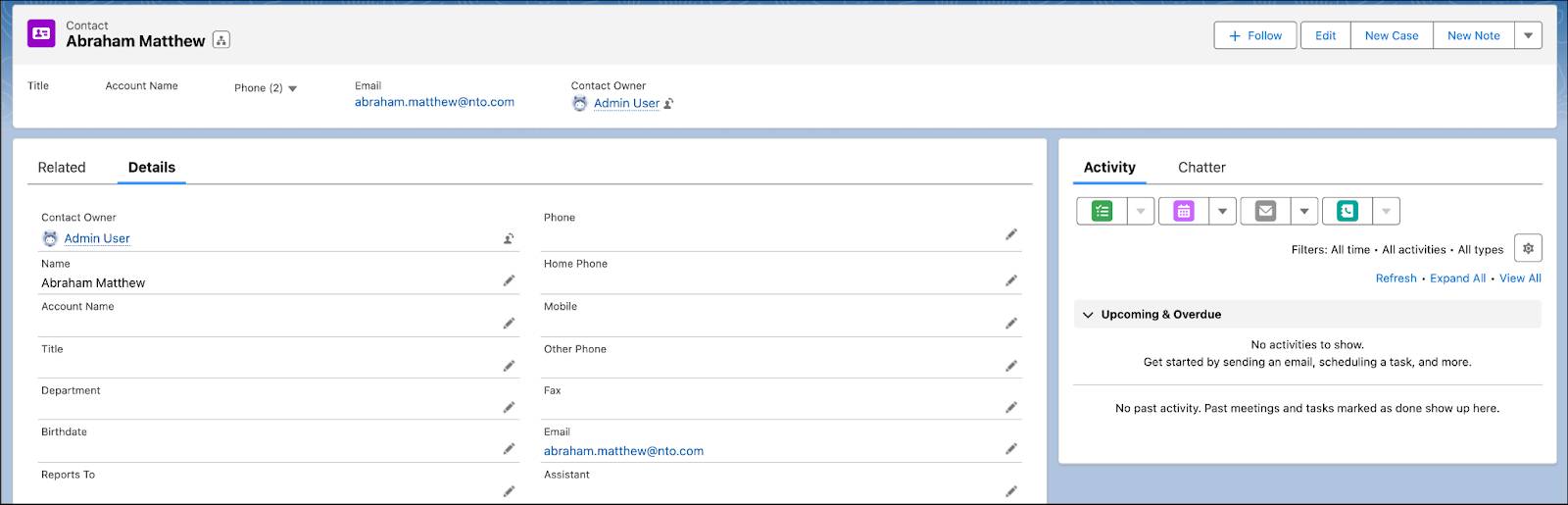 The Contact record with the updated email address.