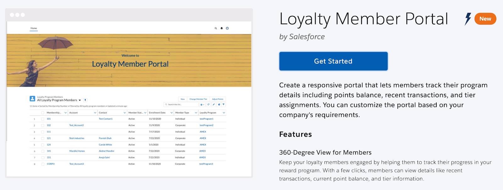 The Loyalty Member Portal Experience Cloud template.