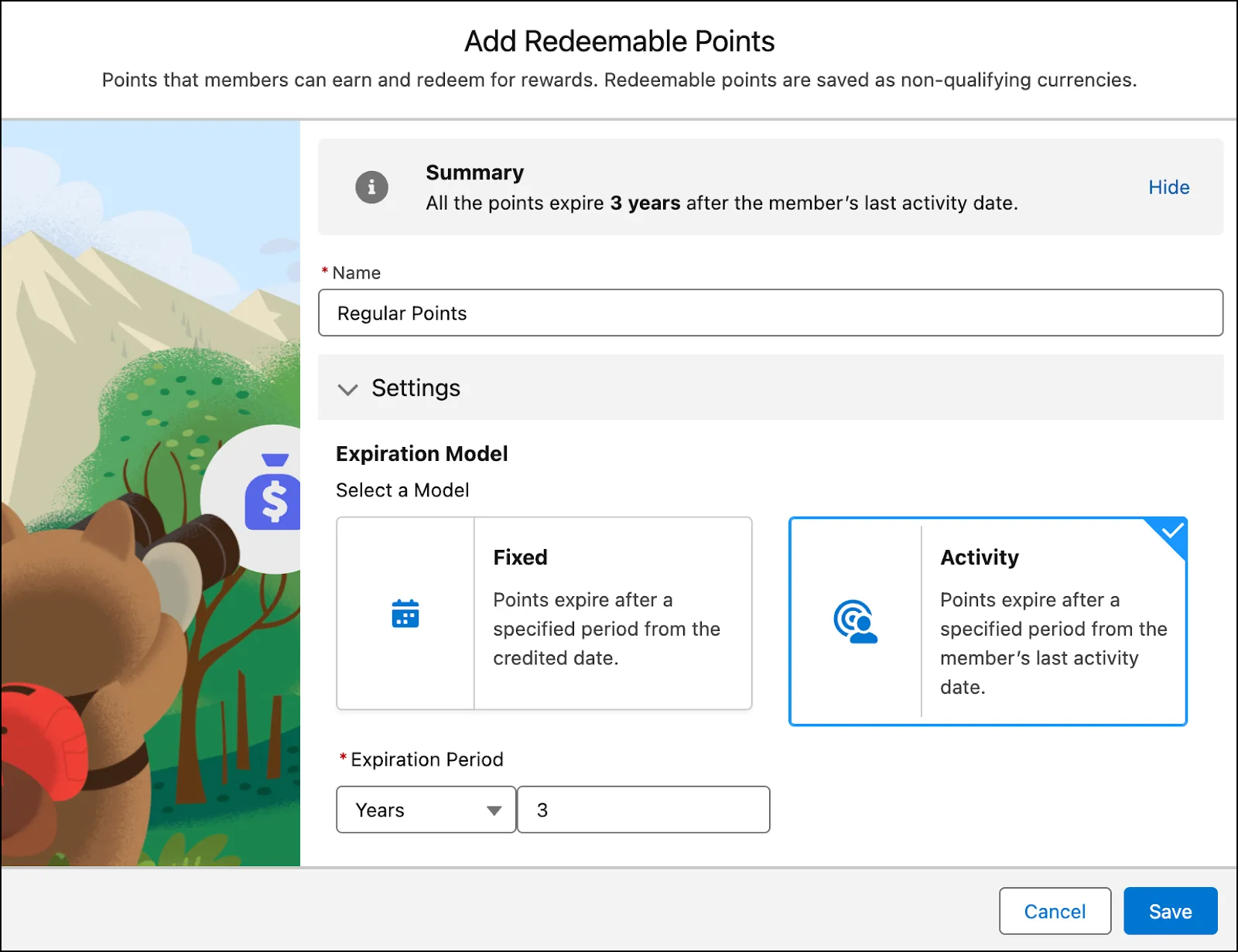 The Add Redeemable Points window where you define the non-qualifying currency.