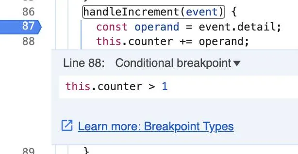 this.counter > 1 highlighted