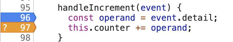 Conditional breakpoint highlighted