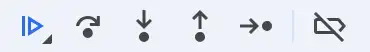Breakpoint control toolbar buttons described in the table that follows