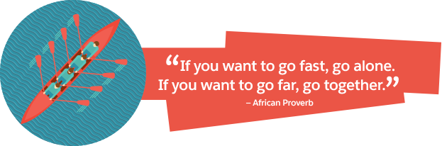 'Wenn du schnell gehen willst, dann geh alleine. Wenn Du weit gehen willst, geh mit anderen.' Afrikanisches Sprichwort