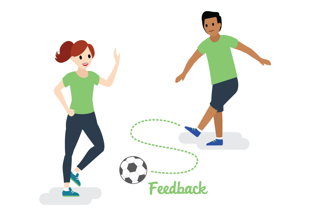 フィードバックは、サッカーで走りながら互いにパスし合う練習をして全体的な攻撃得点能力を伸ばすようなものです