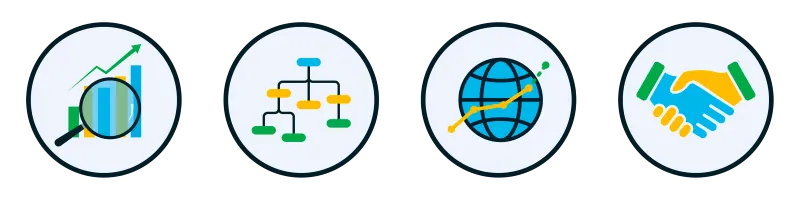 Graphic showing capabilities in Manufacturing for Sales: Sales Agreement, Account Manager Targets, Advanced Account Forecasting, and Partner Visit Management.