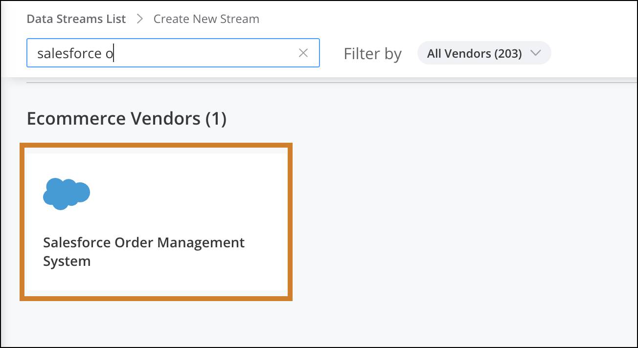 Salesforce Order Management System connector selected