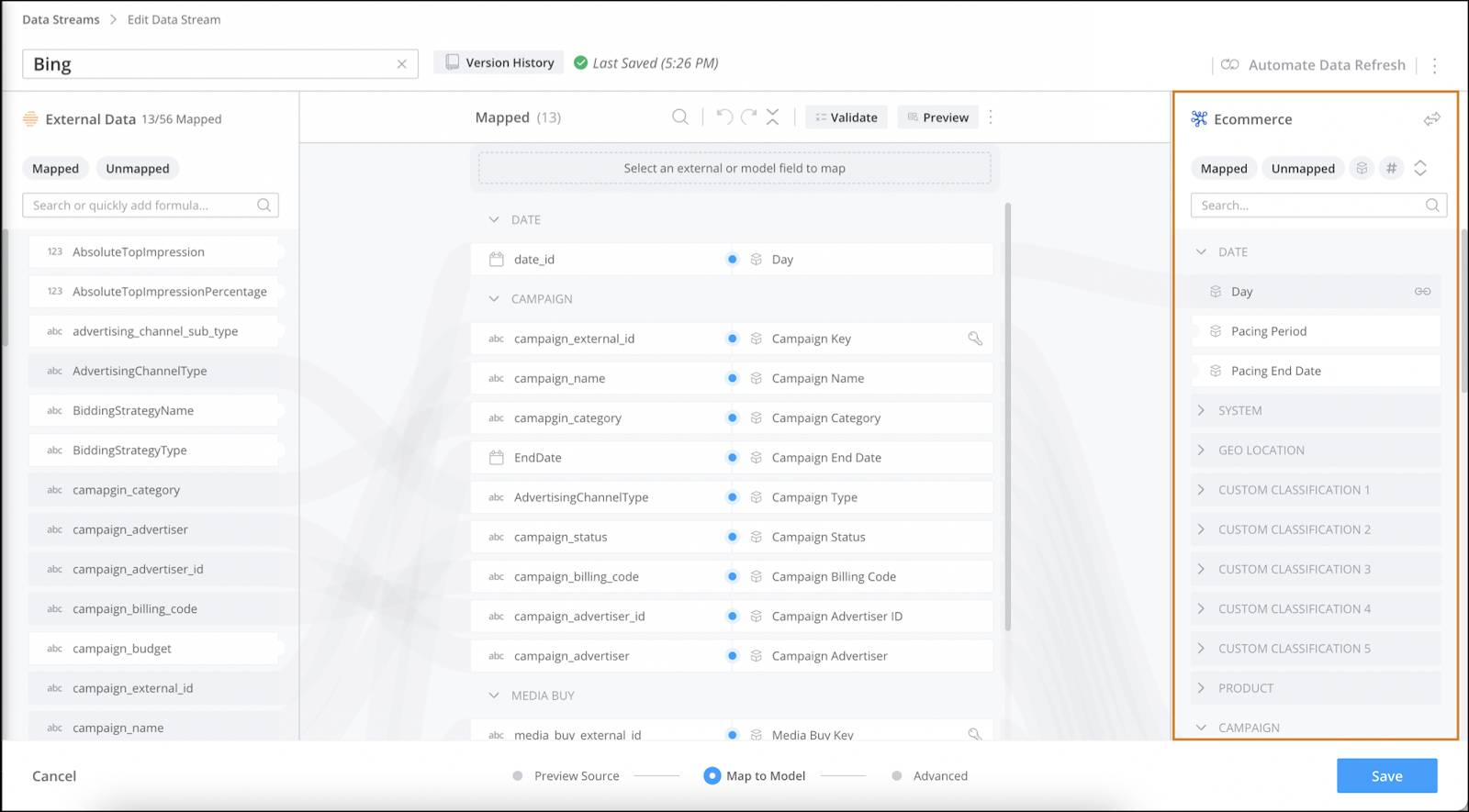 Ecommerce Data Model Mapping