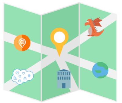 A roadmap with five roads representing Marketing Cloud Engagement practice growth paths and pitfalls: focus on Marketing Cloud Engagement solutions, encounter dragons, expand geographically, target different industries, and deliver end-to-end cross-product solutions.