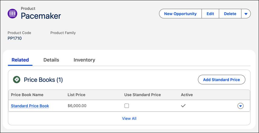The New Price Book Entry page showing details of product prices.