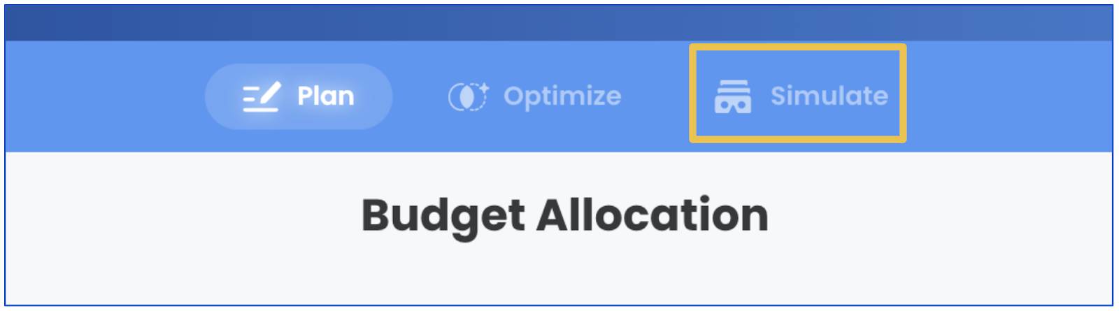 Budget Allocation with Simulate button highlighted