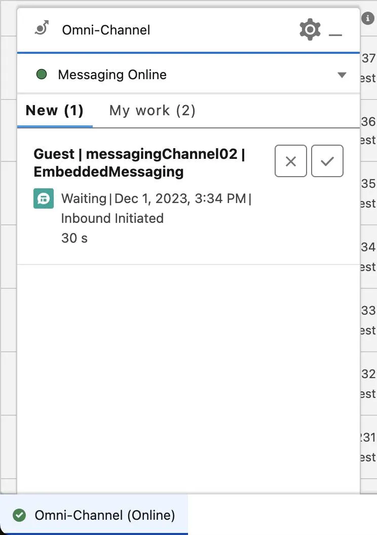 Omni-Channel Widget with an incoming message.