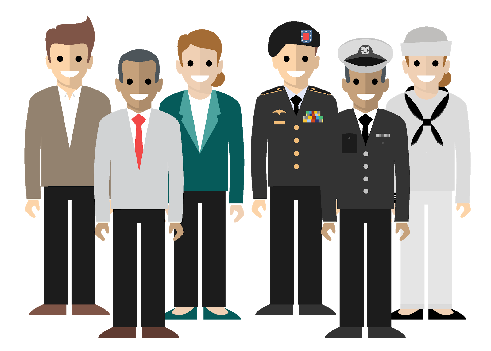 A group of civilian professionals and a group of veterans