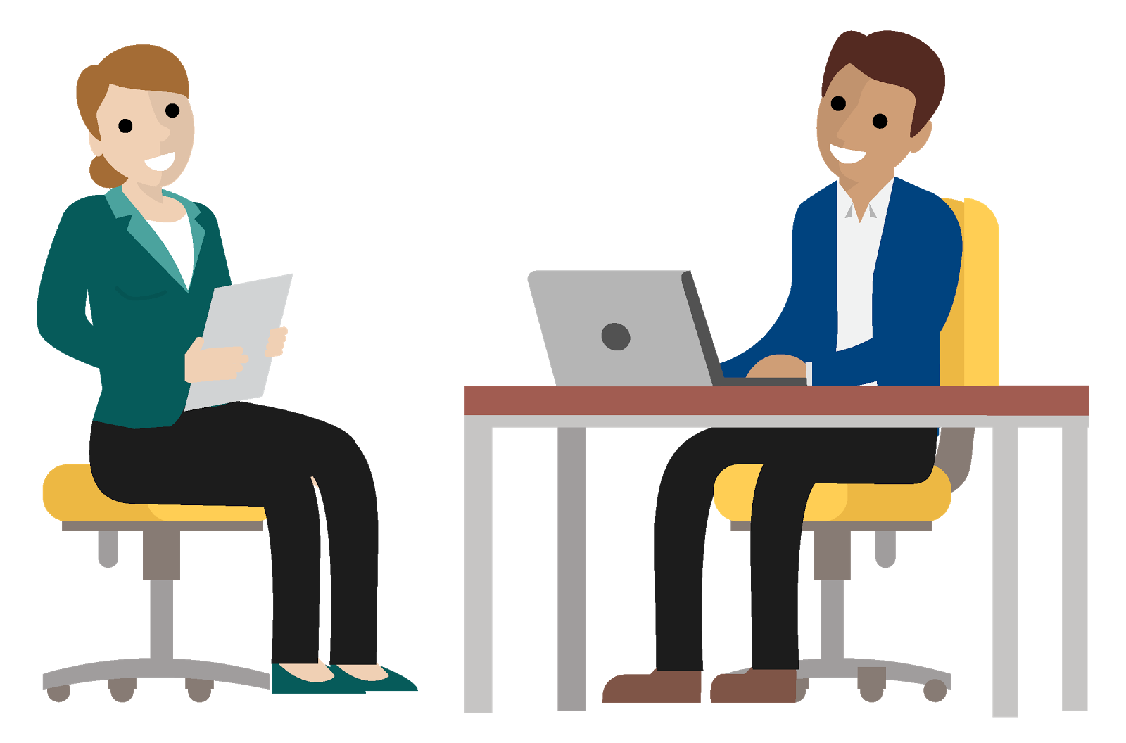 A recruiter interviewing a veteran through a casual conversation