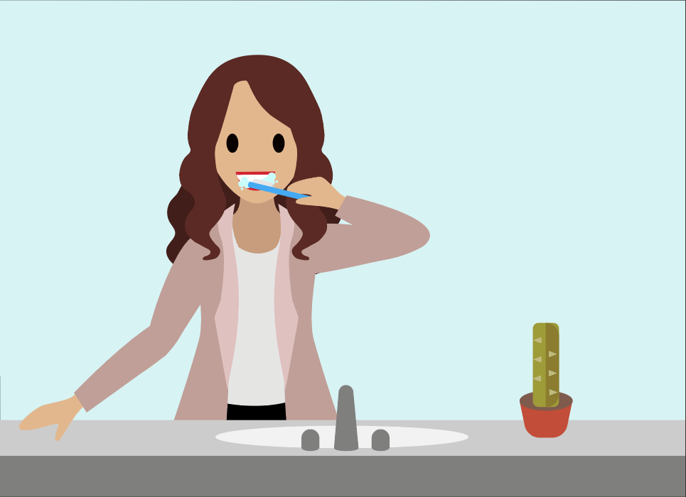 Person brushing their teeth.