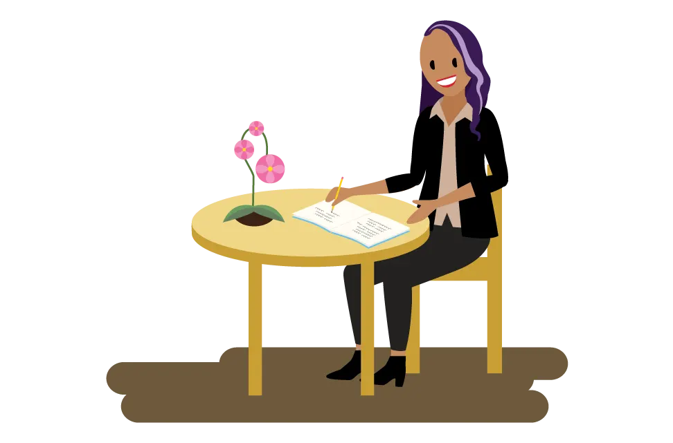Person writing in a journal.